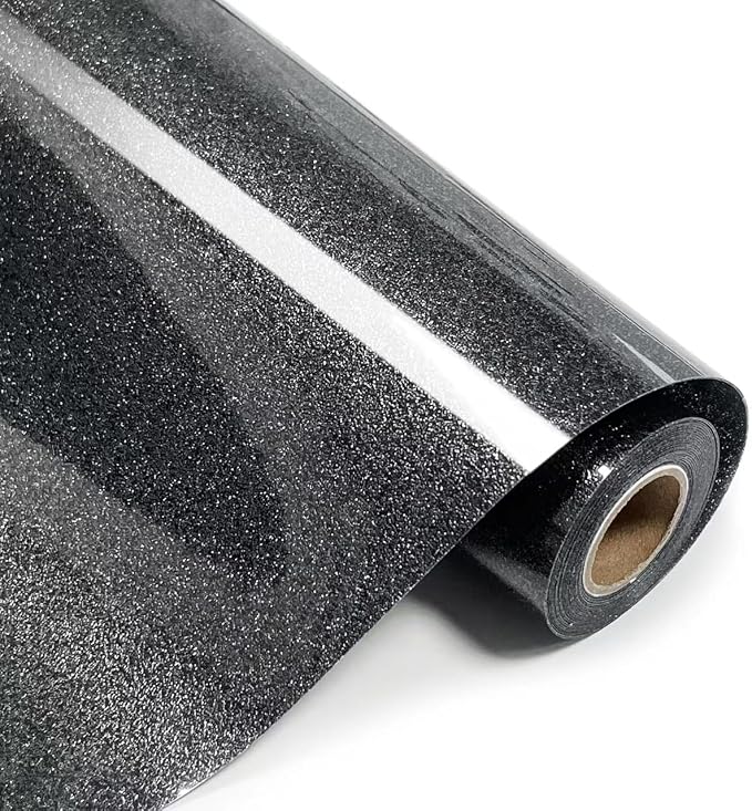 Black Glitter HTV Heat Transfer Vinyl Rolls- 10" x 8ft. Glitter HTV Black by Unknown