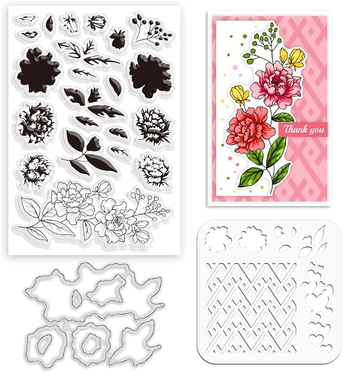 ORIGACH Realistic Flower Layering Stencil Stamp and Die Set by ORIGACH
