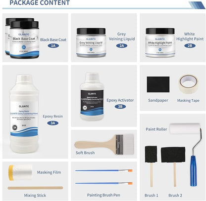 GLAINTE Black Marble Countertop Paint Kit Epoxy Countertop Refinishing Paint Kit - Image 7