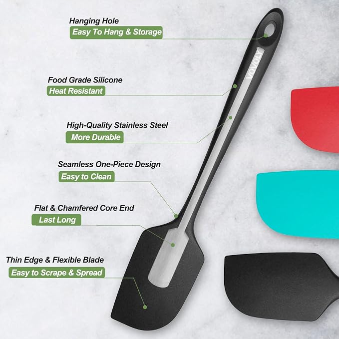 3 Pack Large Silicone Spatula for Kitchen, 600°F Heat resistant Rubber Spatulas - Image 3