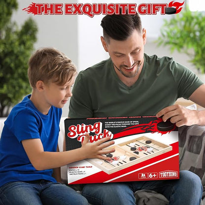 Large Fast Classic Slingshot Puck Game, Wooden Hockey Board Games - Image 7