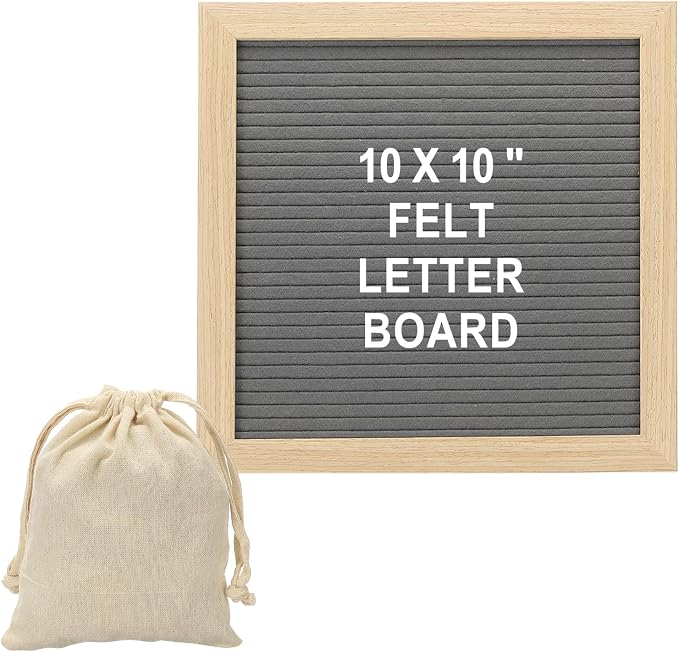PATIKIL Felt Letter Board, 10x10Inches Gray Wooden Changeable Message Board by PATIKIL