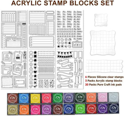 29 Pcs Journal Stamps for Crafting Card Making Supplies Set Include 3 Acrylic - Image 2