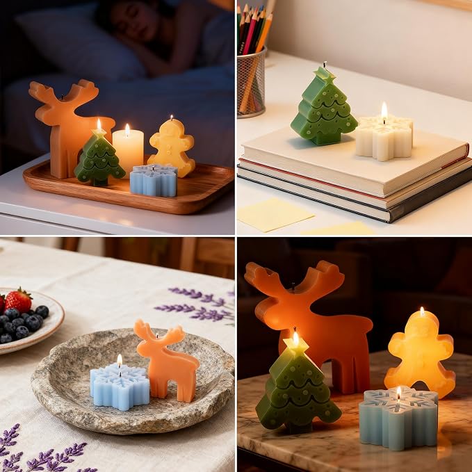 4 Pack Christmas Candle Molds, Moldes para Velas De Navidad Resin Christmas - Image 6