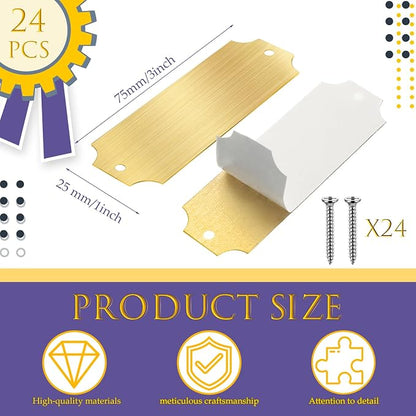 24 Pcs Personalized Name Plates Laser Engraved 1" x 3" Solid Brushed Metal - Image 2