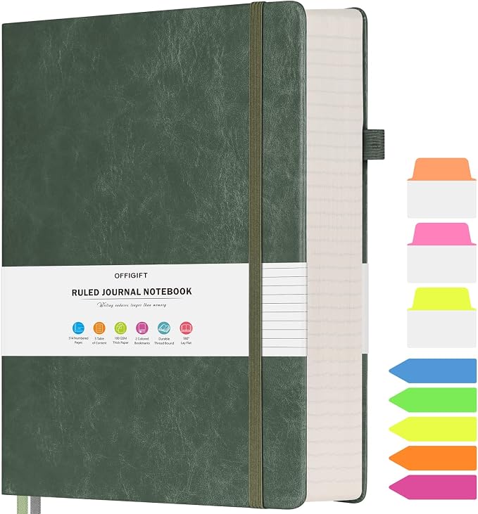 College Ruled Notebook, Large B5 Lined Journal Notebook, 314 Numbered Pages by OFFIGIFT