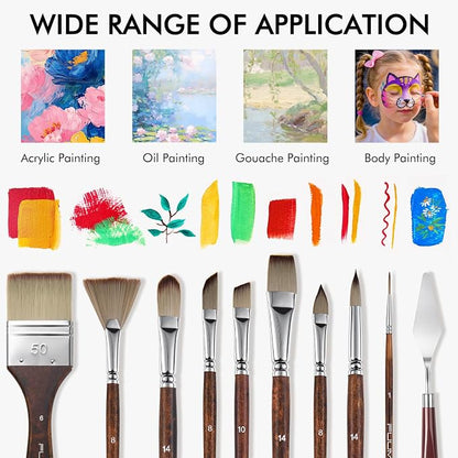 25pcs Paint Brush Set, Fuumuui Acrylic Paint Brushes, Professional Artist Series - Image 7