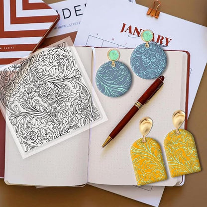 CHGCRAFT Clay Texture Mat Retro Floral Clay Texture Sheets Silicone Polymer - Image 5