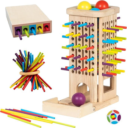 Montessori Wooden Board Games for Kids 3-8 Years, 3 in 1 of Playing, Math by Domaxarts