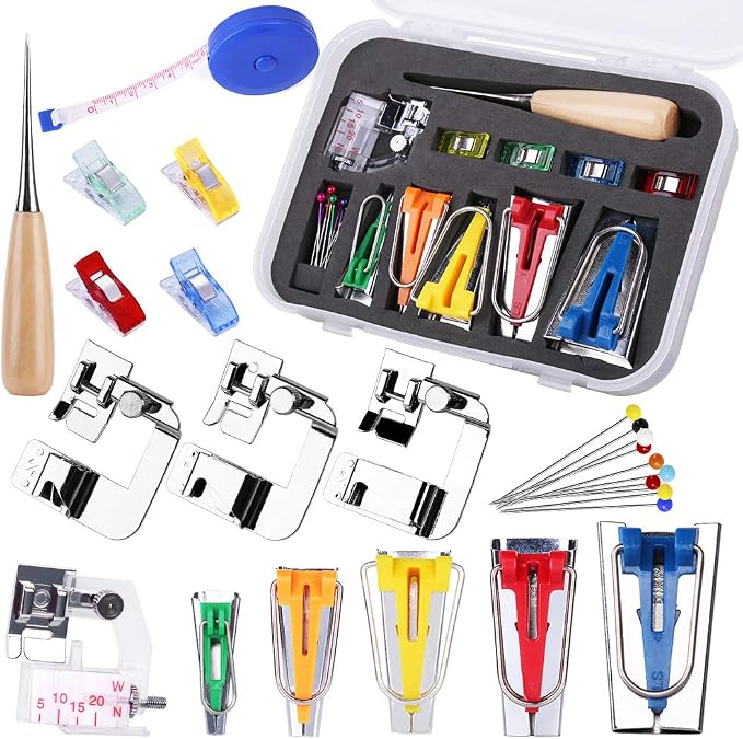 LUNARM Bias Tape Tool Kit with Instruction, 5 Sizes Bias Tape Maker with 4 Pcs by Lunarm