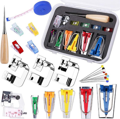 LUNARM Bias Tape Tool Kit with Instruction, 5 Sizes Bias Tape Maker with 4 Pcs by Lunarm