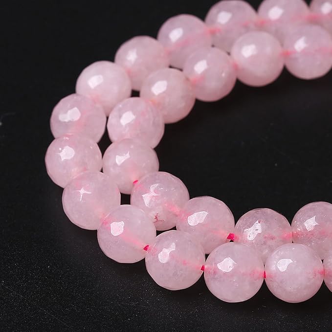 60pcs 6mm Natural Rose Pink Quartz Crystal Faceted Stone Beads - Image 4