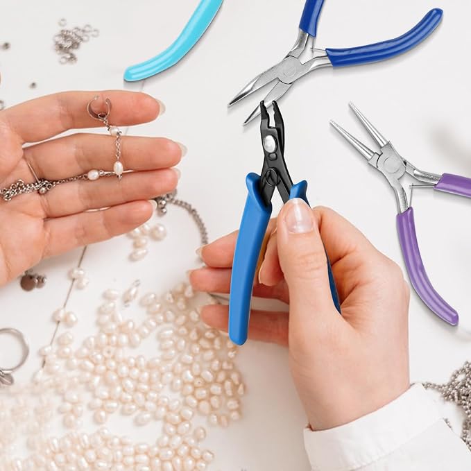 6 Pcs Jewelry Pliers Set, Include Needle Round Bent Nose Zipper Wire Cutter - Image 6
