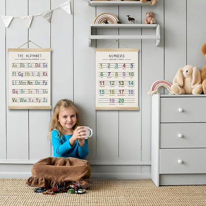 Alphabet and Numbers Wall Chart Set of 2, Kids Educational Posters, ABC and - Image 3
