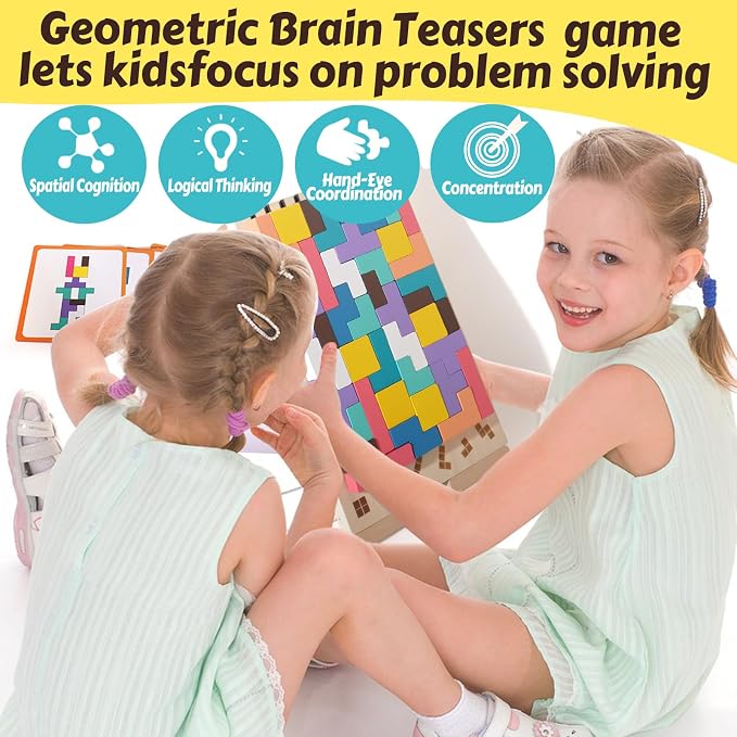 Wooden Russian Blocks Puzzle Brain Teasers Toy Tangram Jigsaw Puzzle - Image 4