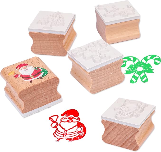 Christmas Stamps Set, Wooden Rubber Stamp - Image 6