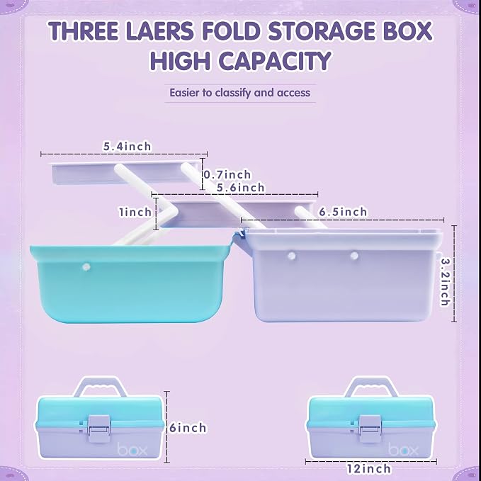 12in Three-Layer Multipurpose Storage Box Organizer Folding Tool Box/Art & - Image 2