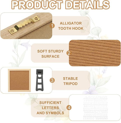 PATIKIL Felt Letter Board, 10x10Inches Brown Wooden Changeable Message Board - Image 3
