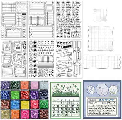 29 Pcs Journal Stamps for Crafting Card Making Supplies Set Include 3 Acrylic by GLASSWINDS