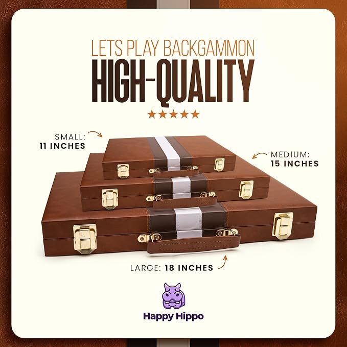 Backgammon Board Game, Deluxe Leather Like Case, Felt Interior, Classic - Image 5