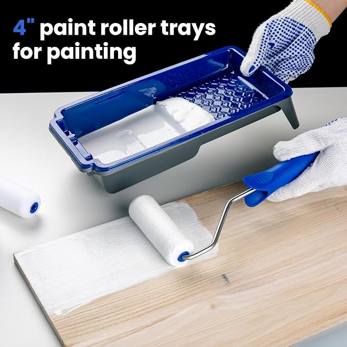 Mister Rui Paint Tray 4 Inch, 5 Pack, Plastic Paint Tray, Textured Paint Roller - Image 3