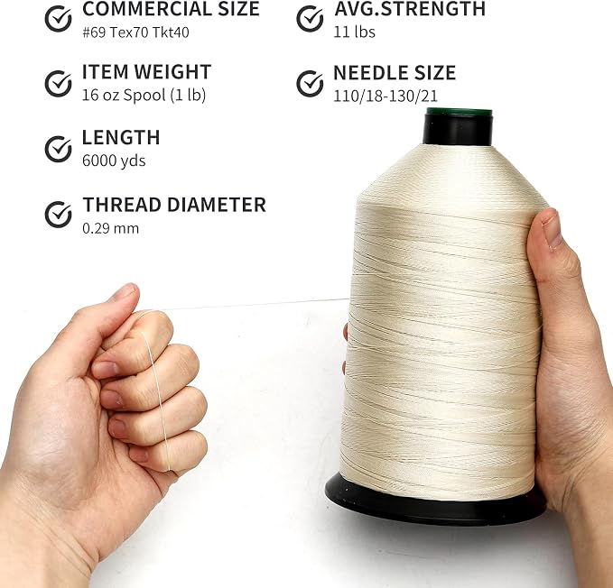 Extra Strong Bonded Nylon Thread #69 Tex70 – 16 OZ, Versatile Stitching Solution - Image 3