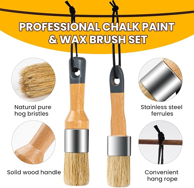 Chalk Paint Brush, 2 Pack Wax Brushes and Chalk Paint - Image 4