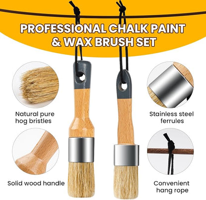 Chalk Paint Brush, 2 Pack Wax Brushes and Chalk Paint - Image 4