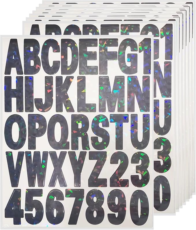 Starboling Letter Stickers, 2 inch 8 Sheets Black Alphabet Sticker, Self by Starboling