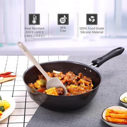 HOTEC 600℉ Heat Resistant BPA-Free Silicone Rubber Spatula Set, Kitchen Cooking - Image 5