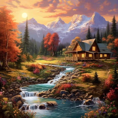 14CT Counted Cross Stitch Kits for Adults Mountain Flowers Advanced Stamped by Moohue