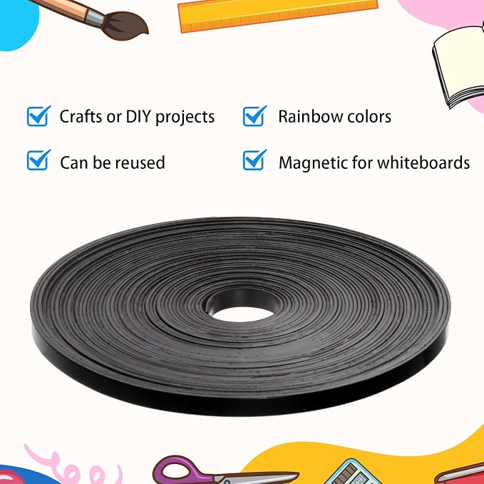 Magnetic Tape Roll Thin Strips, 0.39 Inch x 66 Feet Magnetic Board Dividers - Image 5
