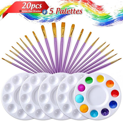 Halloween Paint Brushes Palettes Set by DUGATO, 2 Packs/20pcs Round Pointed Tip - Image 2