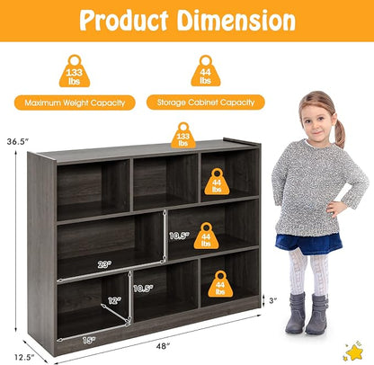 KOTEK Toy Storage Organizer, 8 Cubby Kids Bookshelf, Wooden 4-Tier Bookcase - Image 7