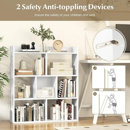 Giantex 7 Cube Bookshelf, Free-Standing Wooden Bookcase, 4 Tier Home Display - Image 6