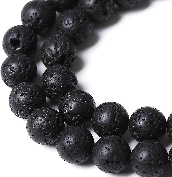 6MM 120pcs Natural Stone Beads Black Volcanic Lava Gemstone Round Loose Beads - Image 3