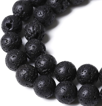 6MM 120pcs Natural Stone Beads Black Volcanic Lava Gemstone Round Loose Beads - Image 3