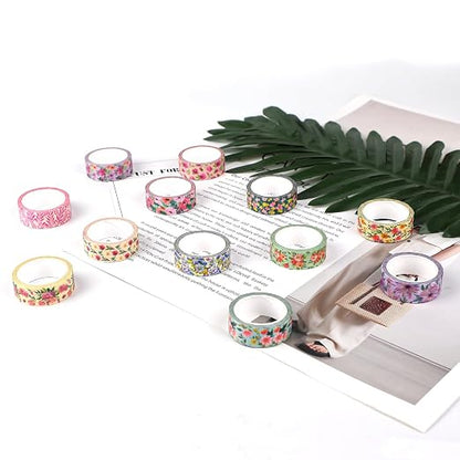 12 Rolls Flower Washi Tape Set, Floral Masking Tape, Spring Colorful Garden - Image 3