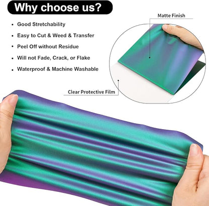 VINYL FROG Chameleon Heat Transfer Vinyl Purple to Green Gradual Transfer Vinyl - Image 2