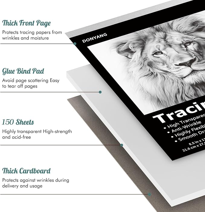 Tracing Paper 8.5x11 inch, 150 Sheets Transparent Vellum Paper - Image 3