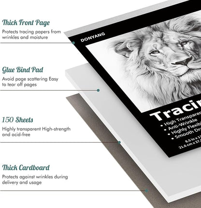 Tracing Paper 8.5x11 inch, 150 Sheets Transparent Vellum Paper - Image 3