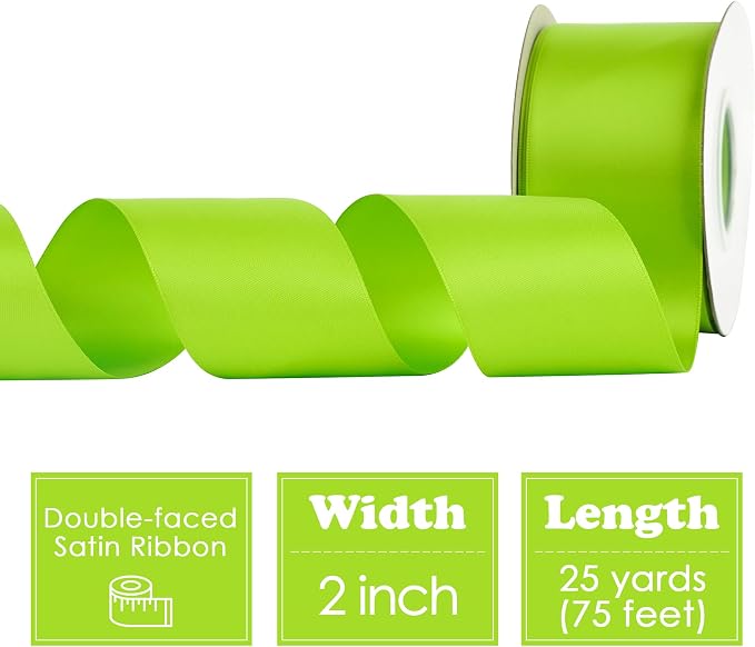 HUIHUANG Lime Green Satin Ribbon - Image 2