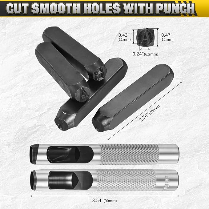 WorkBless 36PCS Metal Stamping Kit, 25/64" Steel Number and Letter Punch Set - Image 3