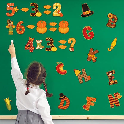 Faccito 176 Pcs Fall Bulletin Board Decorations Letters Numbers Alphabet Autumn - Image 5