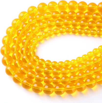 46pcs 8mm Smooth Yellow Crystal Glass Beads Citrine Round Loose Beads - Image 2