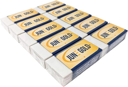 June Gold 10 Large White Vinyl Erasers - Image 3