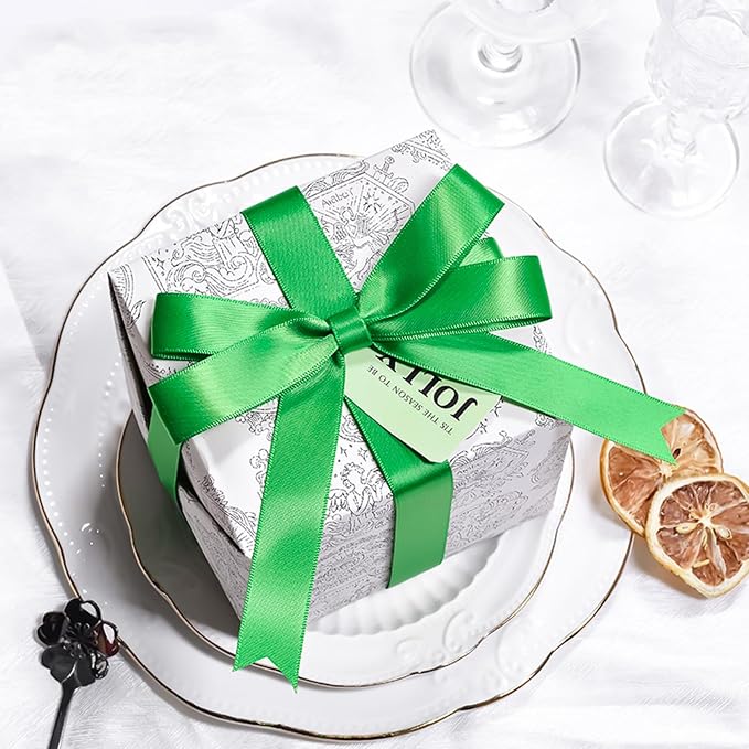 5/8" x 100 Yards Emerald Green Polyester Satin Ribbon Single Faced Bulk Fabric - Image 2