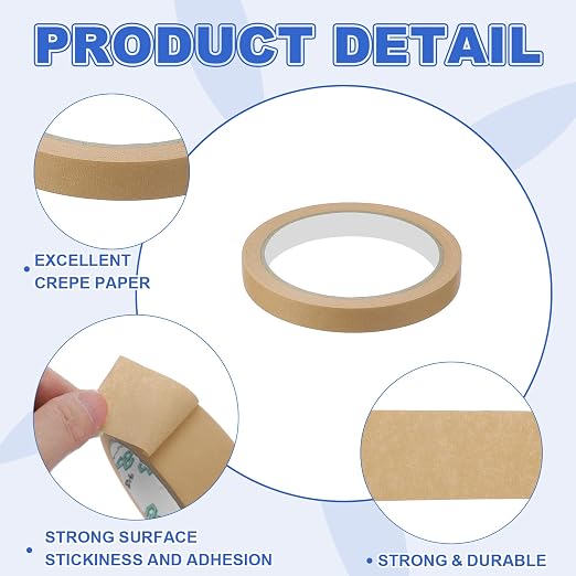 MECCANIXITY Masking Tape 0.5 Inch x 21 Yard Painter's Tape Brown Paint Tapes - Image 3