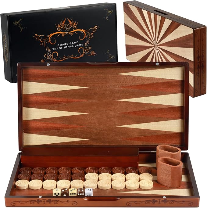 Wooden Folding Backgammon Set - Image 7