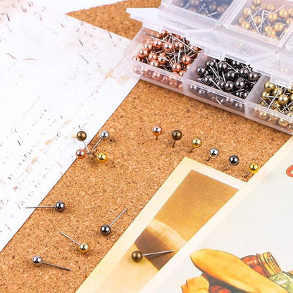 Yalis Push Pins Map Tacks 1/8-Inch Metallic Color Beads Head Marking Pins - Image 7